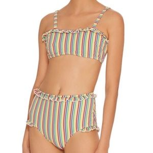 Solid and stripe rainbow high waisted bikini